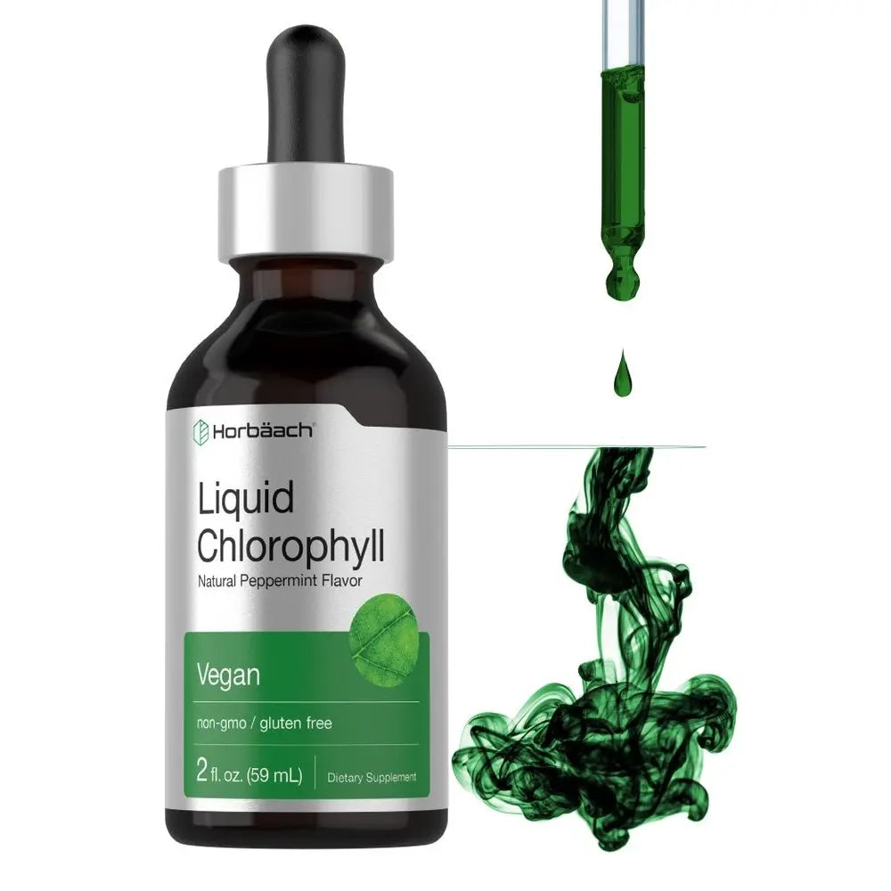 Revitalize Your Wellness with Horbäach Liquid Chlorophyll Drops - 2 oz of Vegan, Non-GMO, Gluten-Free Superfood with Refreshing Peppermint Flavor