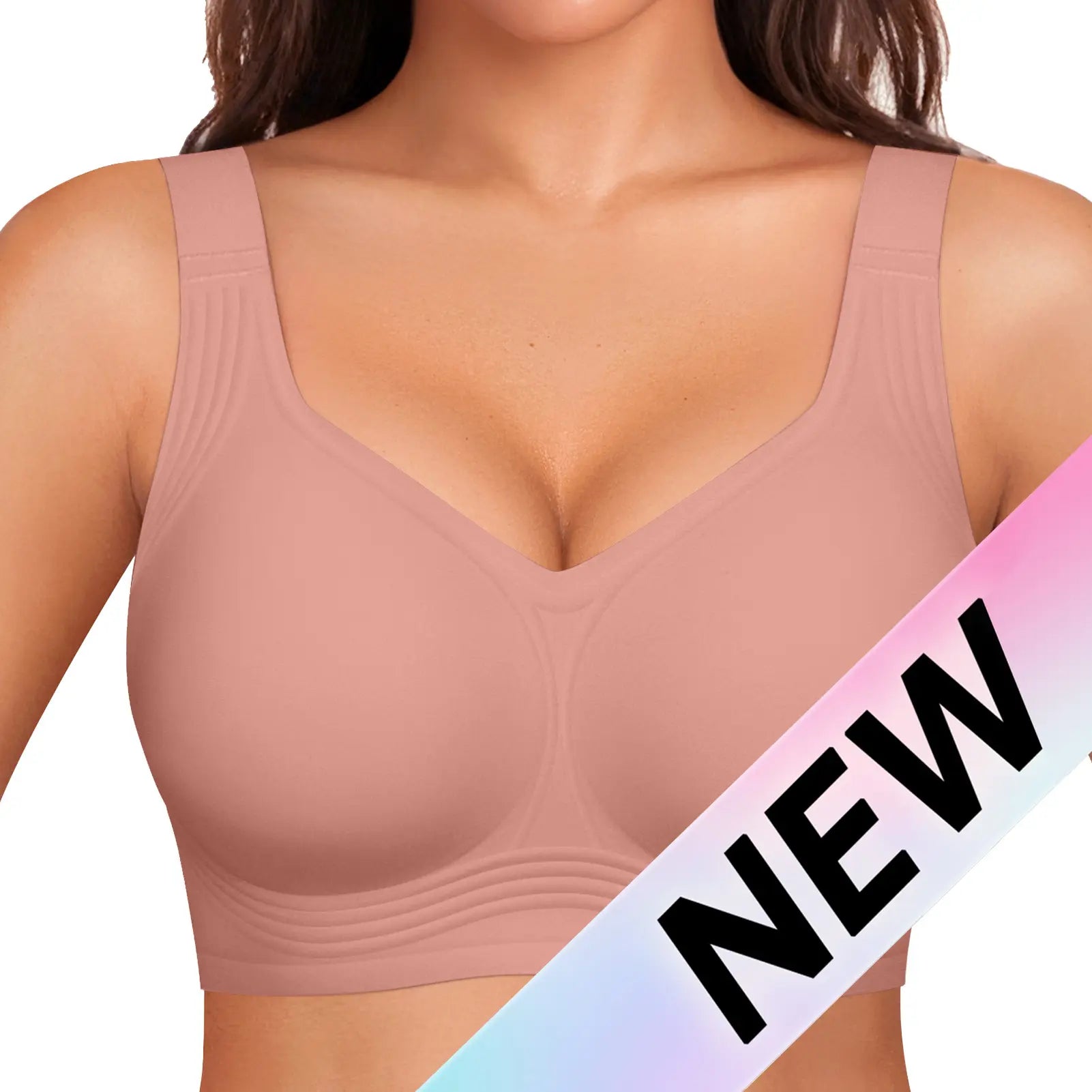 OEAK Women's Wirefree Full Coverage Jelly Bras - Comfortable Wireless Padded T-Shirt Bra for Everyday Wear