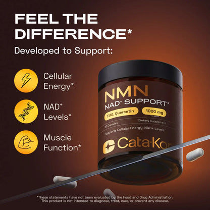 Cata-Kor NMN Supplement 1000 mg with Quercetin, TMG, and Resveratrol Complex - Promotes Cellular Energy and NAD+ Levels - Vitamin Dietary Supplement