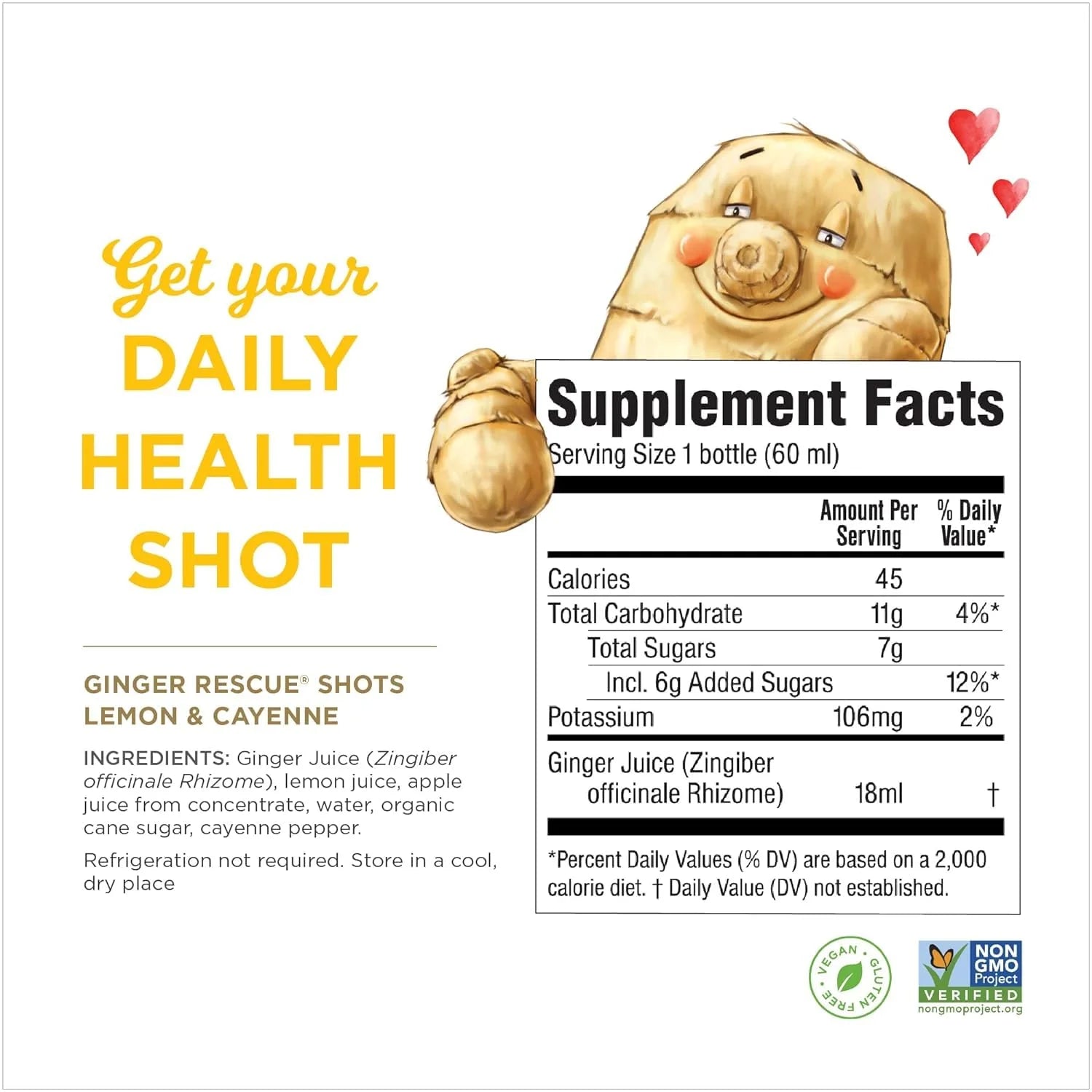 Lemon & Cayenne Ginger Rescue Shots – Immunity Boosting, Caffeine Free Energy, Digestive Heath Drink, 2 Fl Oz (Pack of 12)