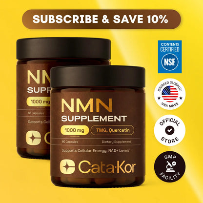 Cata-Kor NMN Supplement 1000 mg with Quercetin, TMG, and Resveratrol Complex - Promotes Cellular Energy and NAD+ Levels - Vitamin Dietary Supplement
