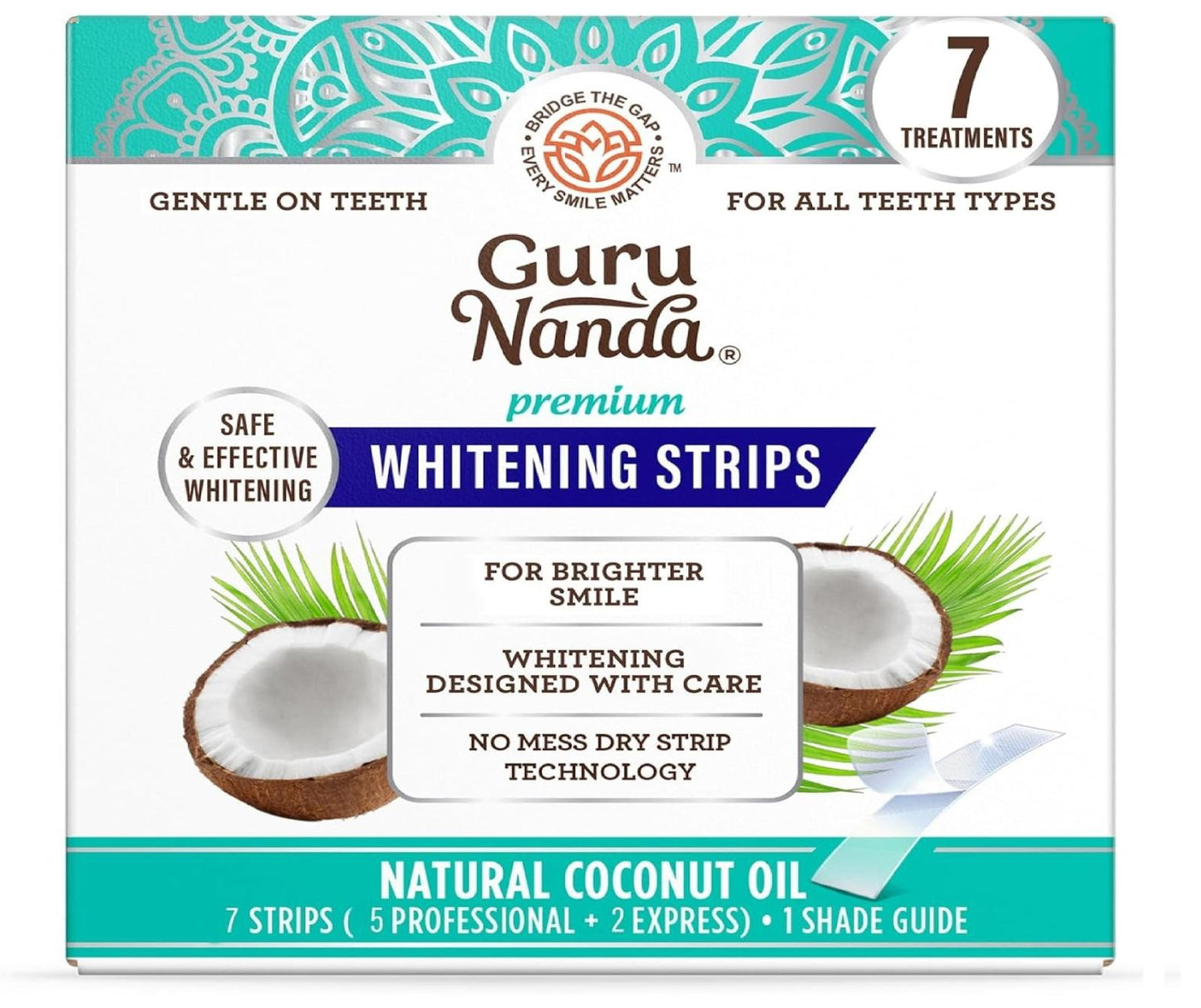 Achieve a Radiant Smile with Gurunanda Coconut Oil Teeth Whitening Strips - 14 Enamel Safe Strips