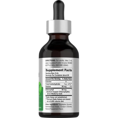 Revitalize Your Wellness with Horbäach Liquid Chlorophyll Drops - 2 oz of Vegan, Non-GMO, Gluten-Free Superfood with Refreshing Peppermint Flavor