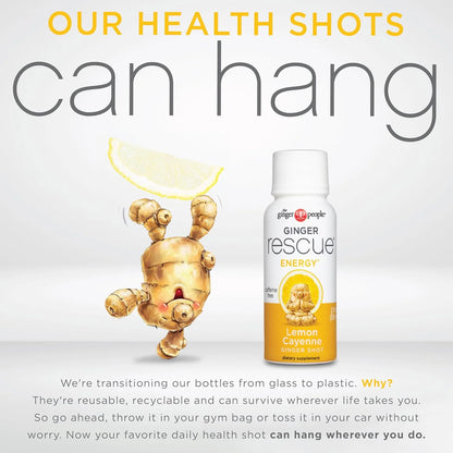 Lemon & Cayenne Ginger Rescue Shots – Immunity Boosting, Caffeine Free Energy, Digestive Heath Drink, 2 Fl Oz (Pack of 12)