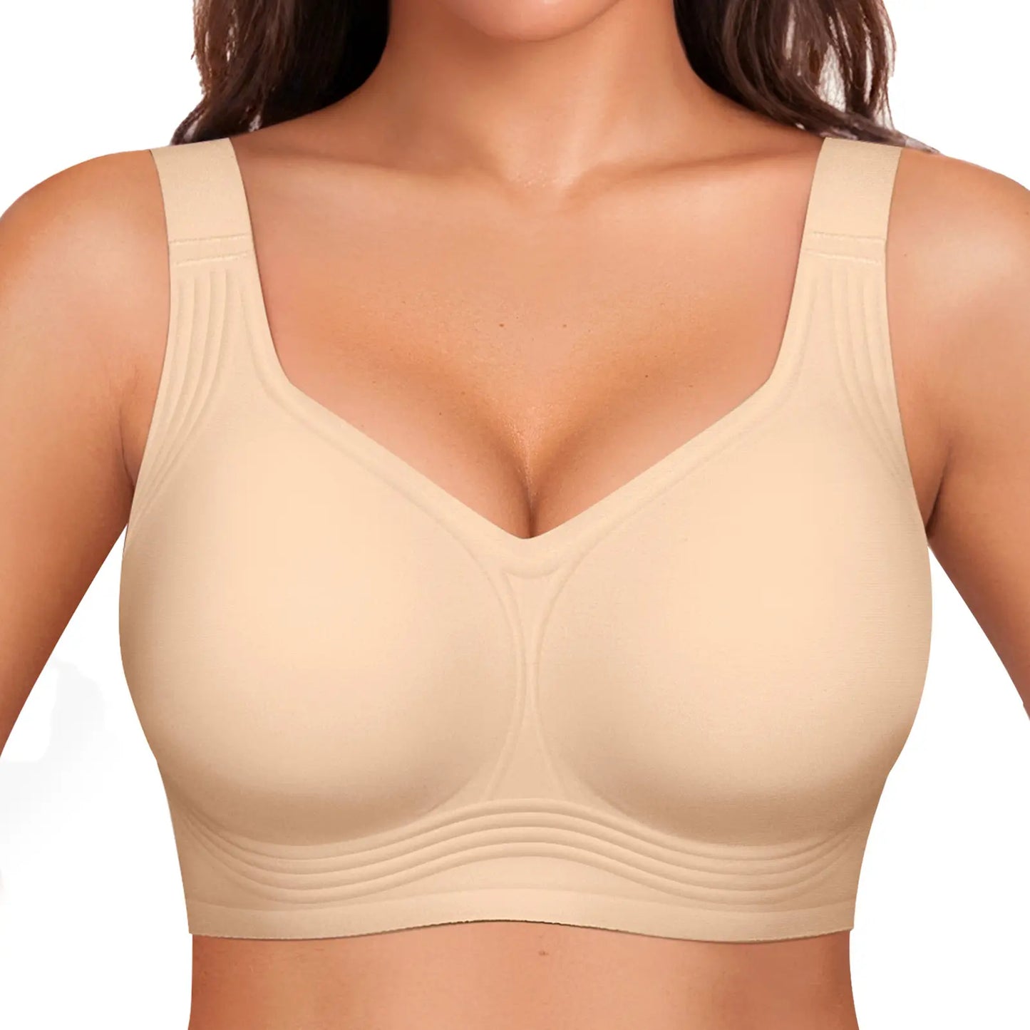 OEAK Women's Wirefree Full Coverage Jelly Bras - Comfortable Wireless Padded T-Shirt Bra for Everyday Wear