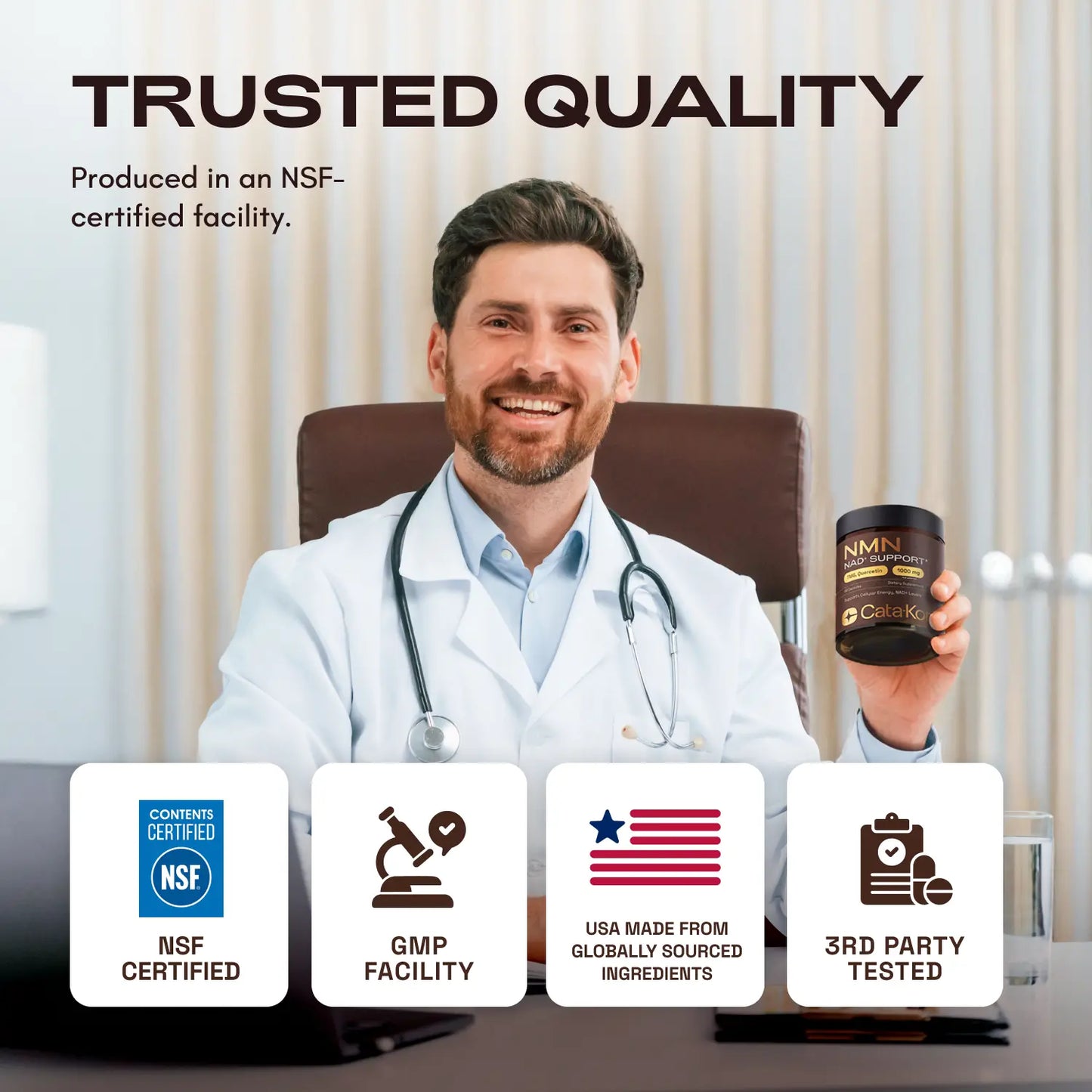 Cata-Kor NMN Supplement 1000 mg with Quercetin, TMG, and Resveratrol Complex - Promotes Cellular Energy and NAD+ Levels - Vitamin Dietary Supplement